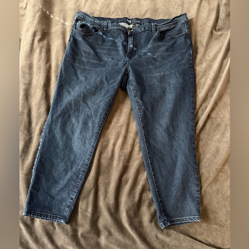 DG2 by Diane Gilman Indigo Denim Jeans with Gold Button